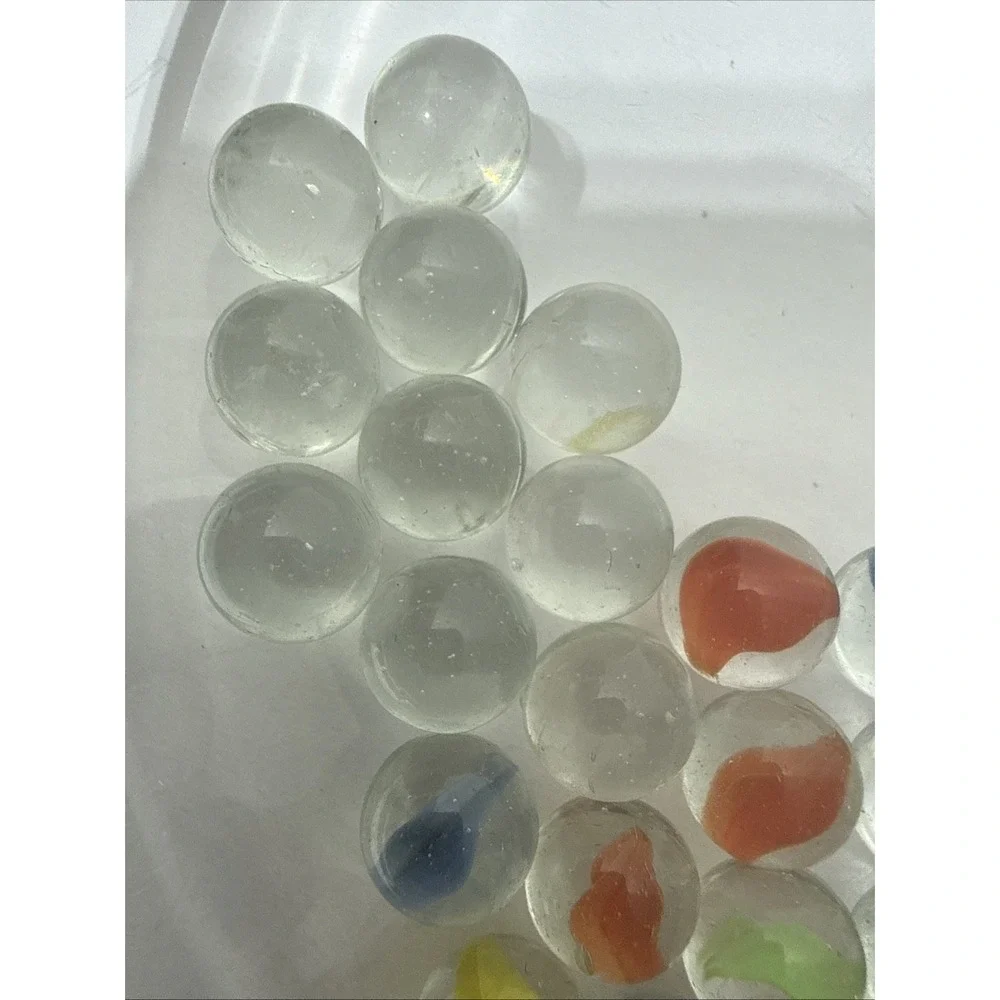 Banana Cats Eye Marble Peewee Mini Marble Mixed LOT of 57  Clear & Multi Colored
